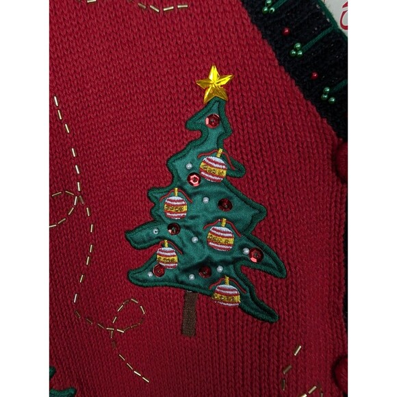 Vintage Kmart Basic Editions Womens Red Holiday Christmas Sweater Vest Size 2X - Picture 6 of 12